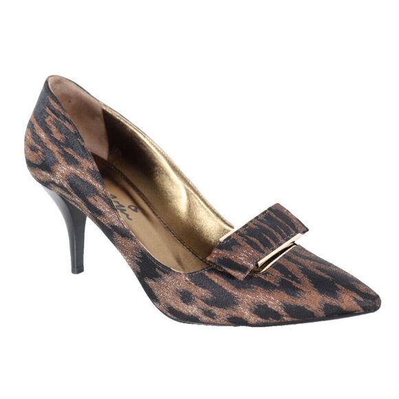Lanvin Women's Size 38.5 Brown Black Leopard Pumps Pointed Toe Stiletto Heel - Picture 2 of 10